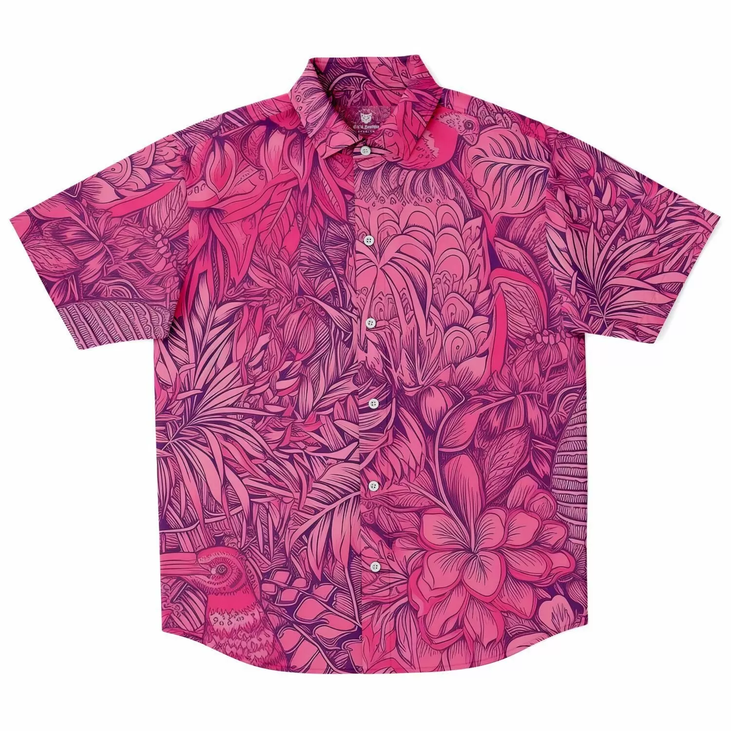 Chemise homme manches courtes - Fleurs roses