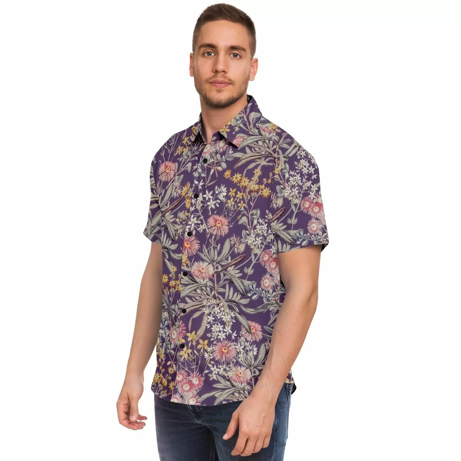 Chemise homme manches courtes - Fleurs