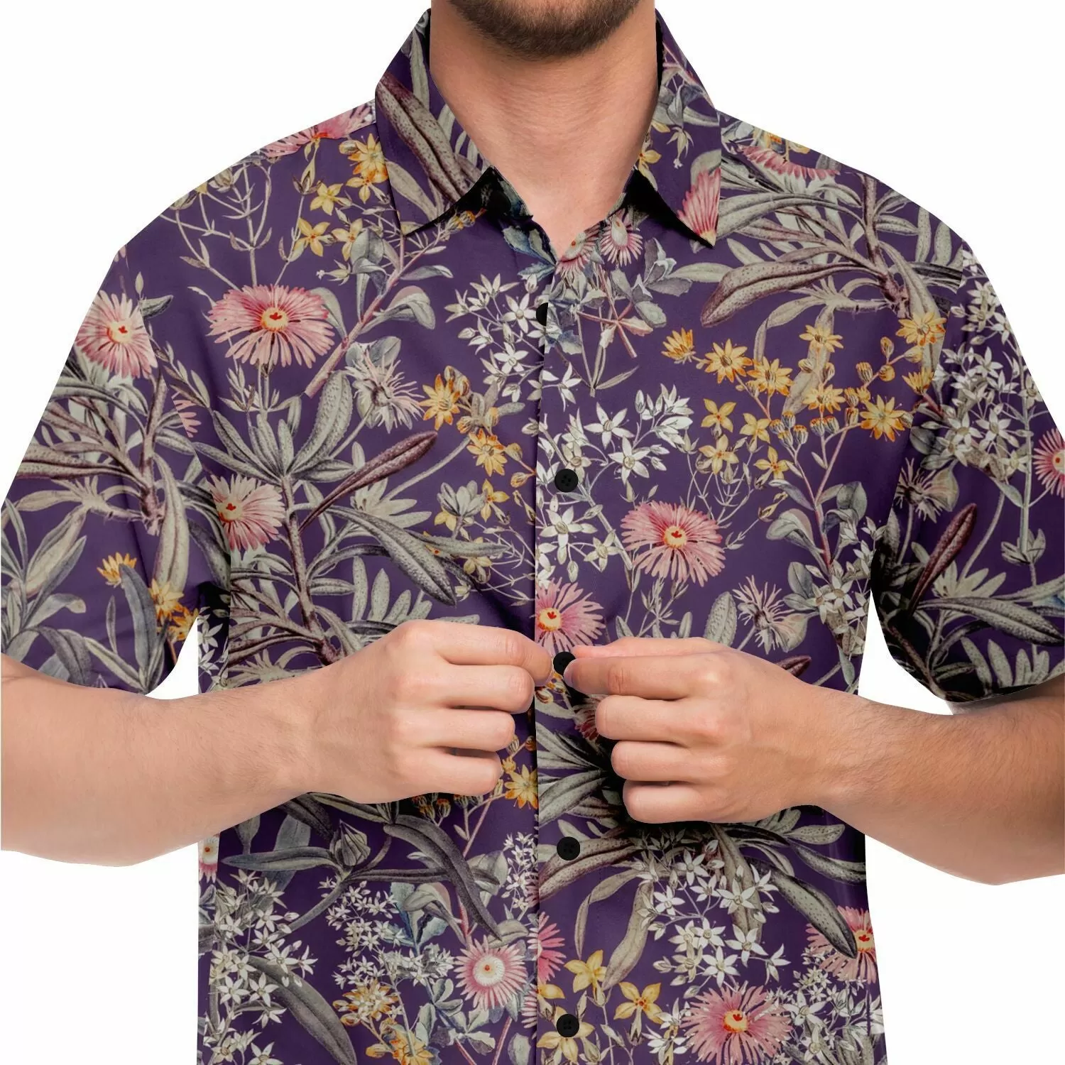 Chemise homme manches courtes - Fleurs