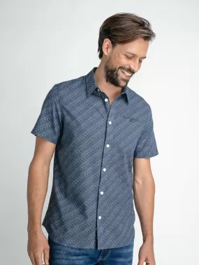 Chemise imprimée à manches courtes - Stone blue - PETROL INDUSTRIES