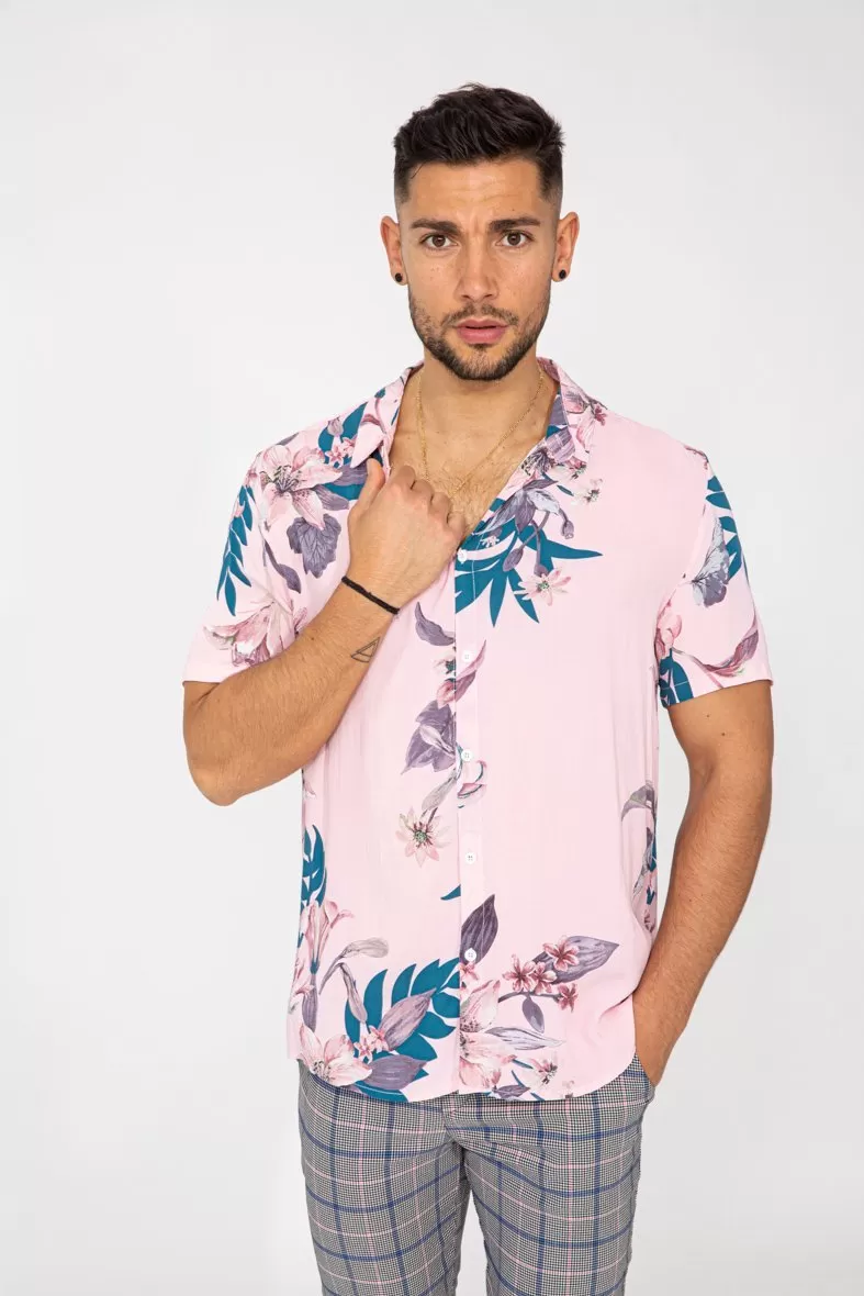 Chemise manches courtes fleuri