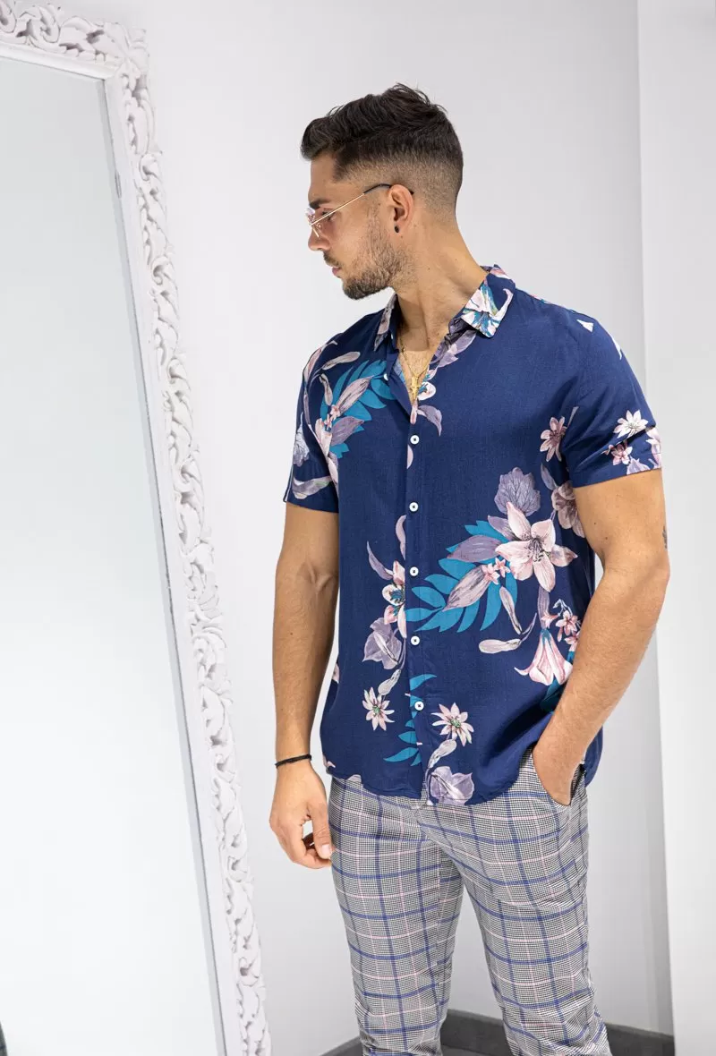 Chemise manches courtes fleuri