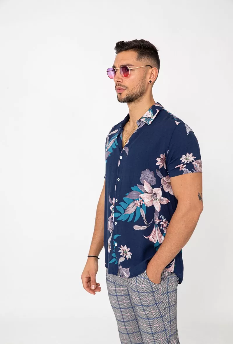 Chemise manches courtes fleuri