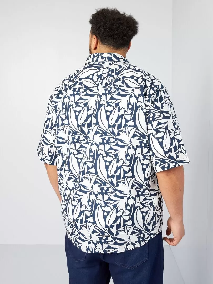 Chemise manches courtes à motif - Bleu