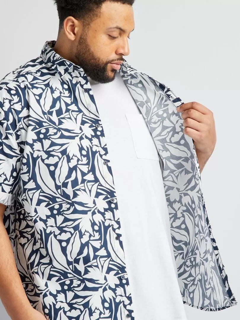 Chemise manches courtes à motif - Bleu