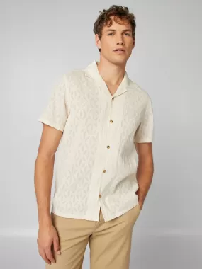 Chemise manches courtes à motif jacquard - Blanc