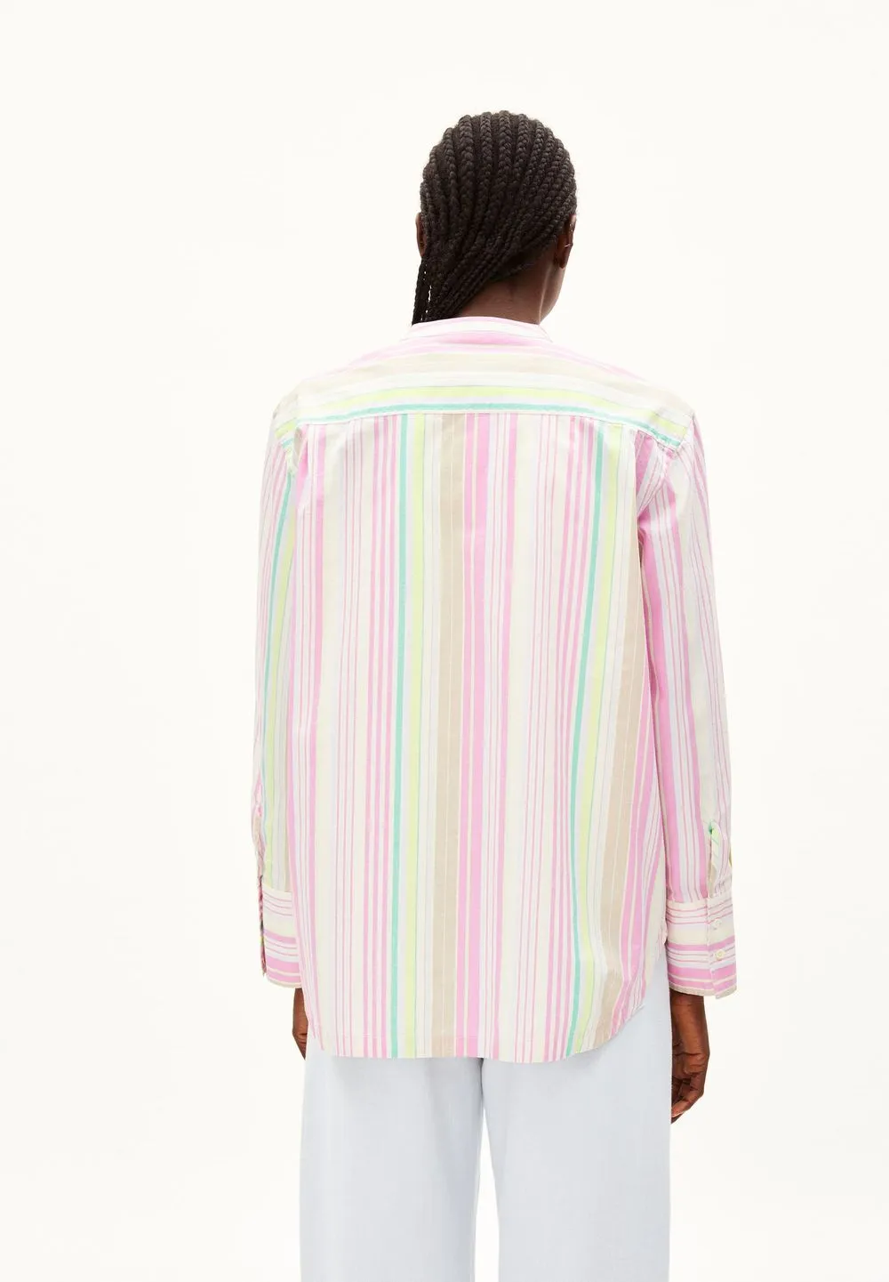 Chemise multicolore à rayures en coton bio - sennaama stripes white femme