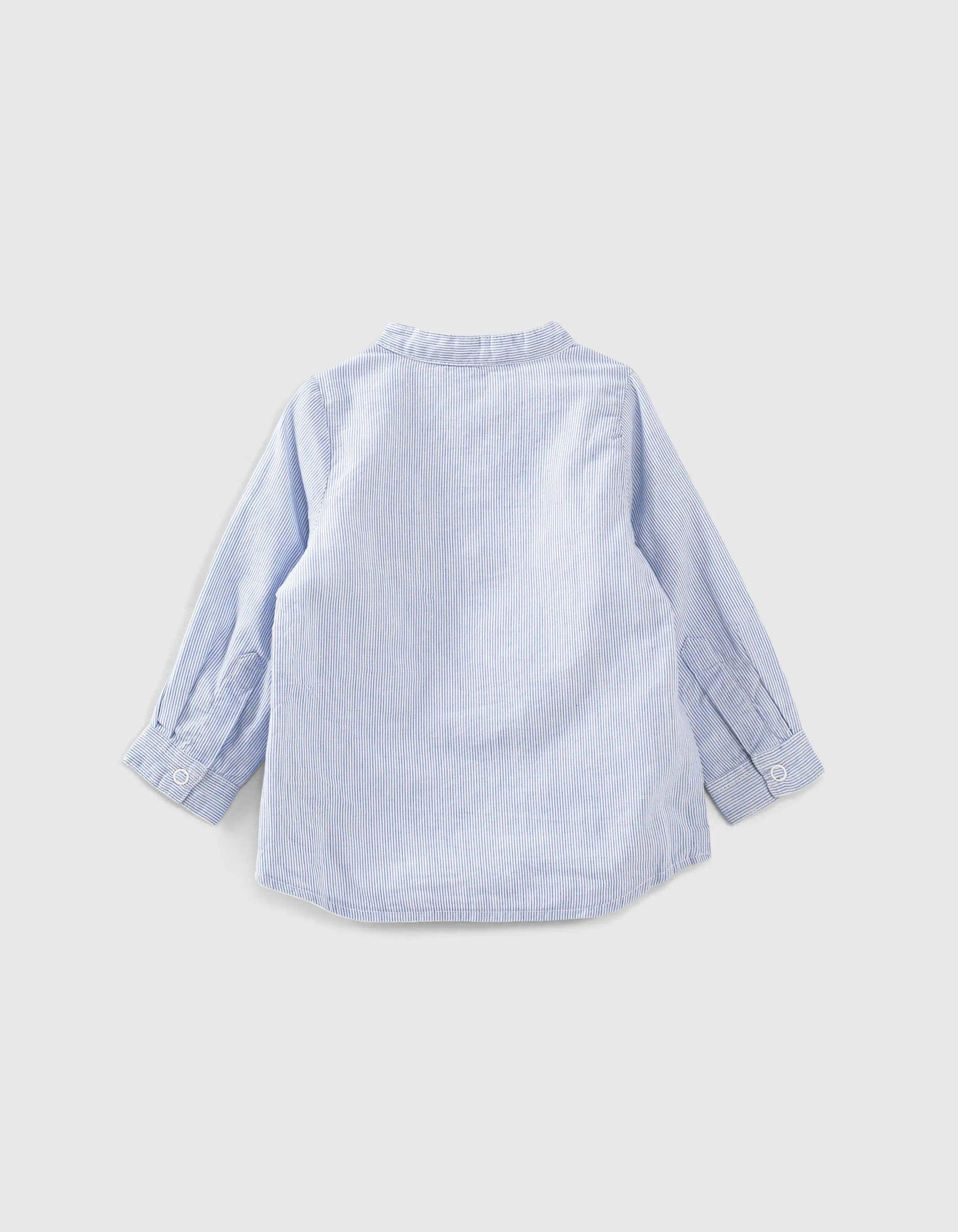 Chemise réversible blanc bleu rayé coton bio bébé garçon