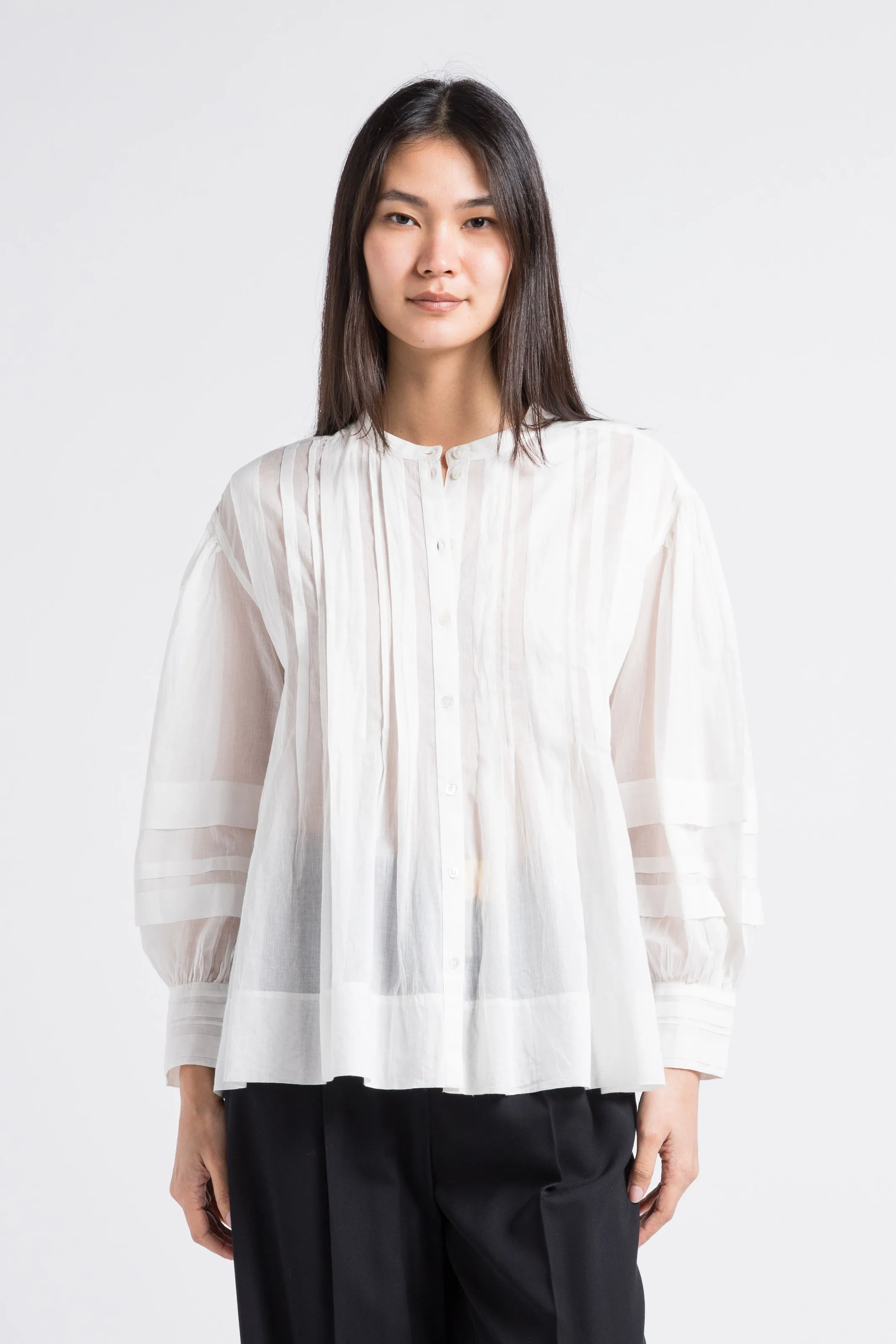 CHEMISE à JEU DE PLIS PLATS ET PINCES EN COTON BIO TRIPOLI - SOEUR pour FEMME | Printemps