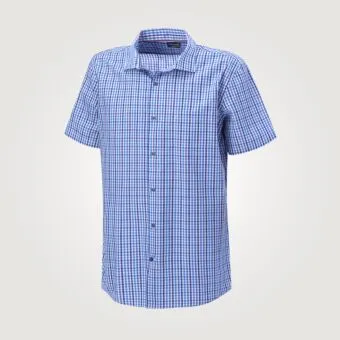 Chemise à manches courtes sans repassage, en coton bleu moyen ⋆ Lehner Versand