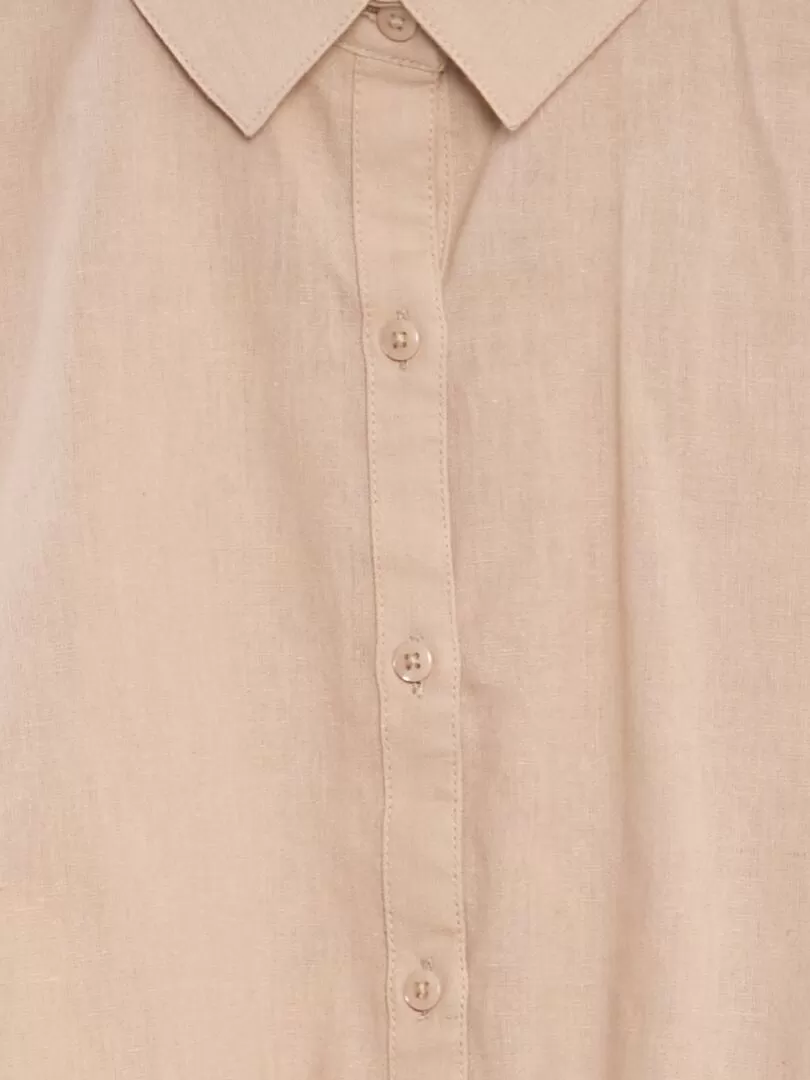 Chemise à nouer en coton et lin - Beige