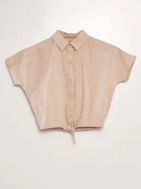 Chemise à nouer en coton et lin - Beige