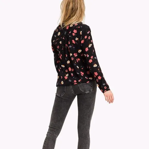 Chemisier Blouse Tommy Hilfiger femme noir motif floral