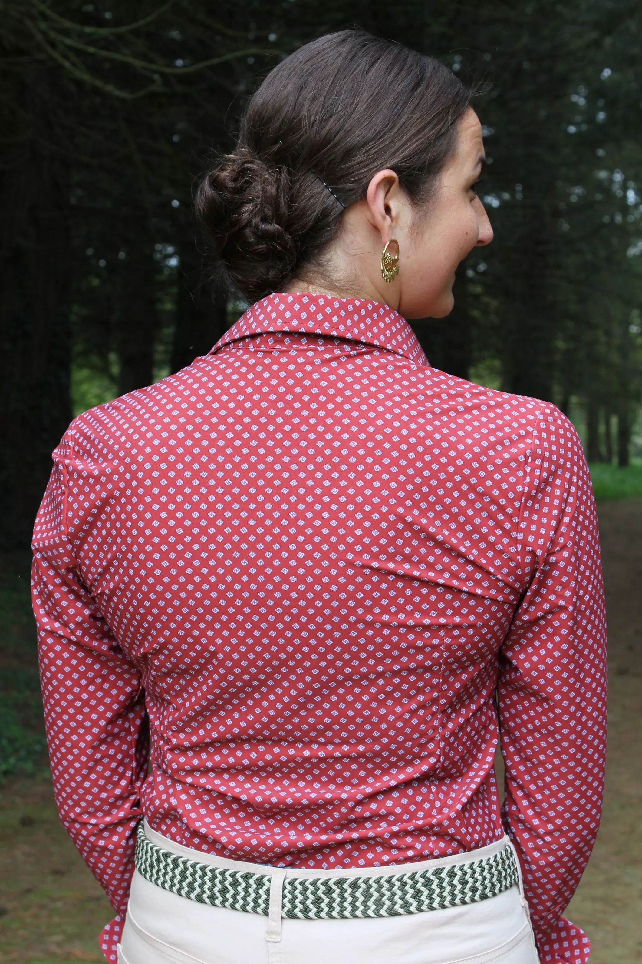 Chemisier rouge à motif jacquard femme