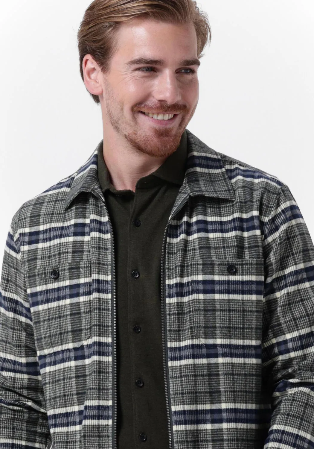 dstrezzed surchemise zipped overshirt fancy tartan en gris