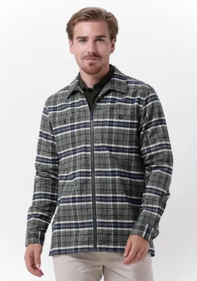 dstrezzed surchemise zipped overshirt fancy tartan en gris