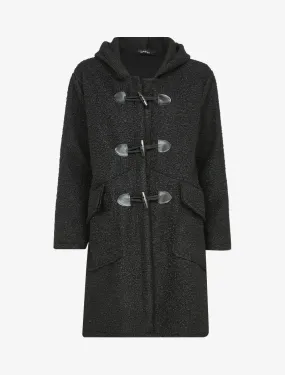 Duffle coat en maille bouclette - Noir