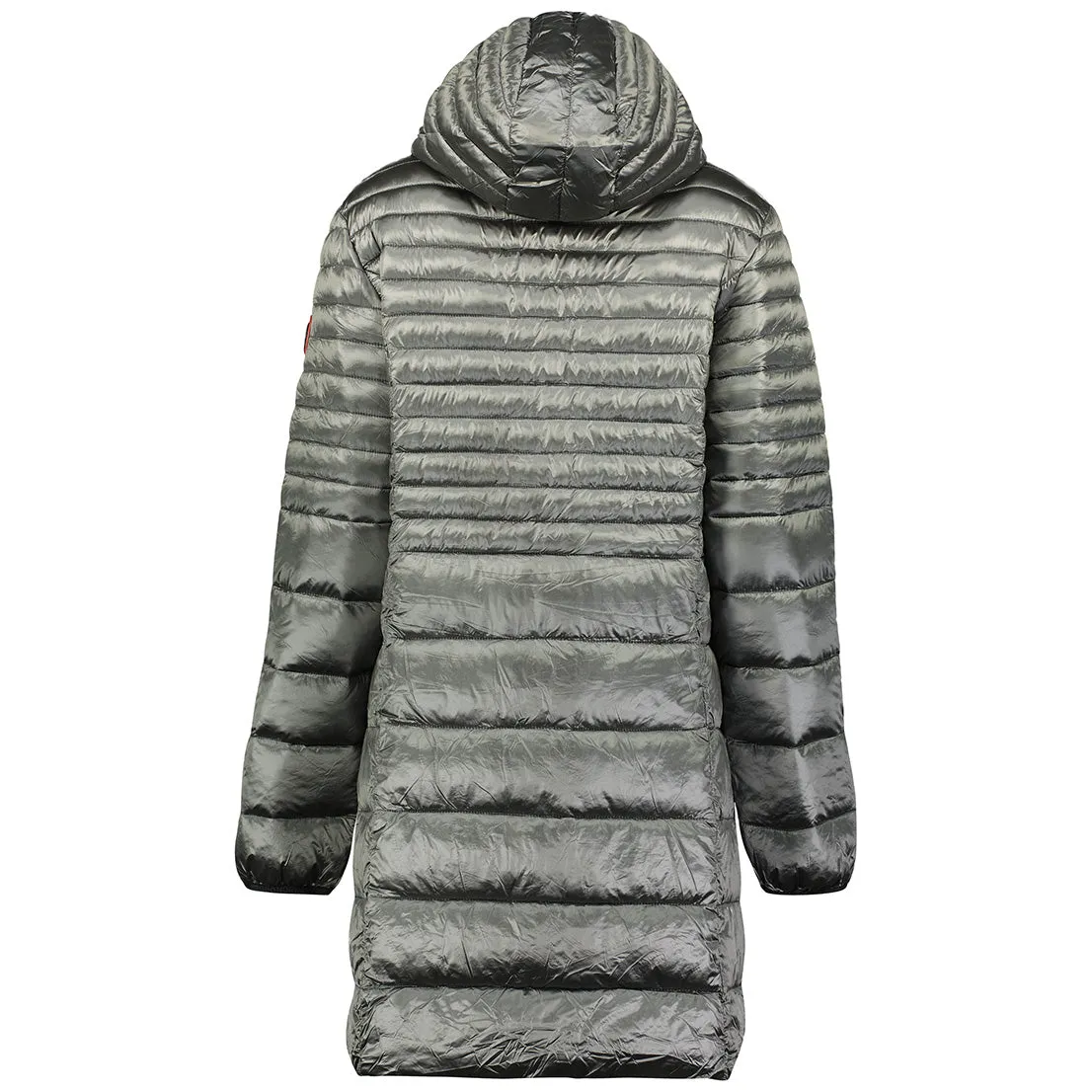 Geographical Norway Bodet Femme - Parka longue matelassée à capuche bi-color, poches zippées. Gris Fonce