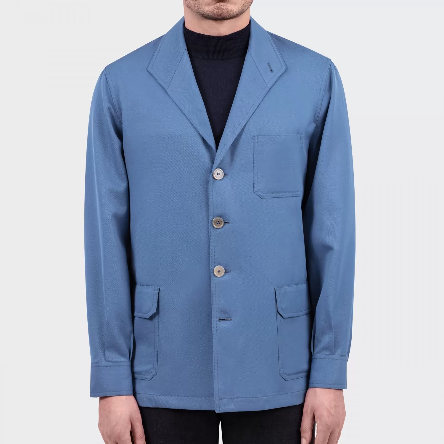 Justo Gimeno : Teba Jacket Gabardine de Laine : Bleu de France