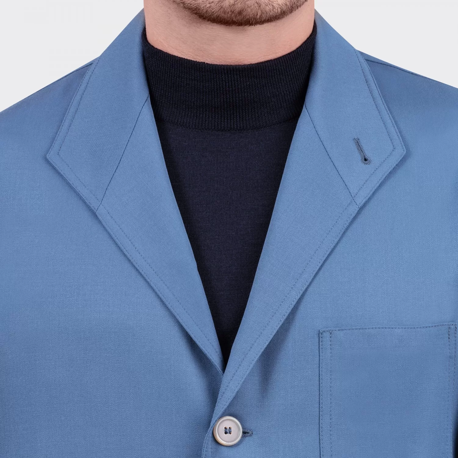 Justo Gimeno : Teba Jacket Gabardine de Laine : Bleu de France