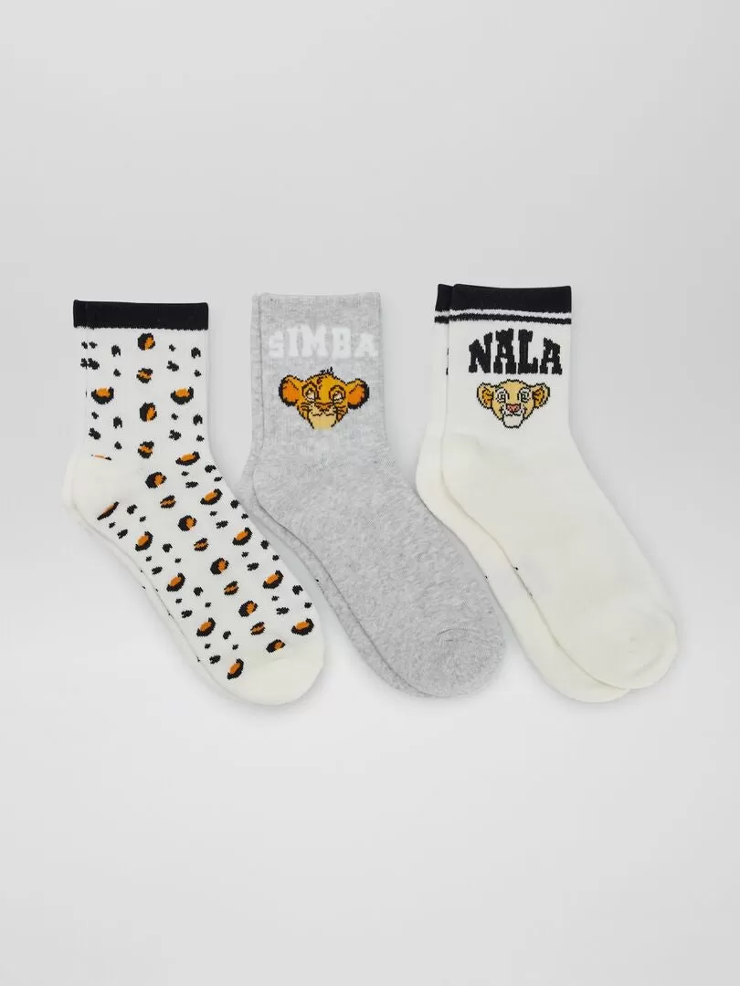 Lot de chaussettes imprimées 'Le Roi Lion' - 3 paires - Blanc