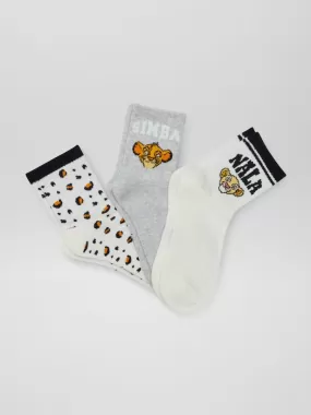 Lot de chaussettes imprimées 'Le Roi Lion' - 3 paires - Blanc