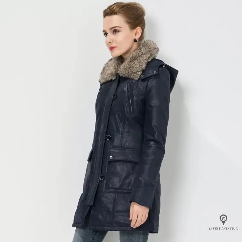 Manteau Aviateur Femme Long Noir