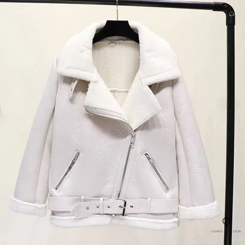 Manteau aviateur femme zippé blanc