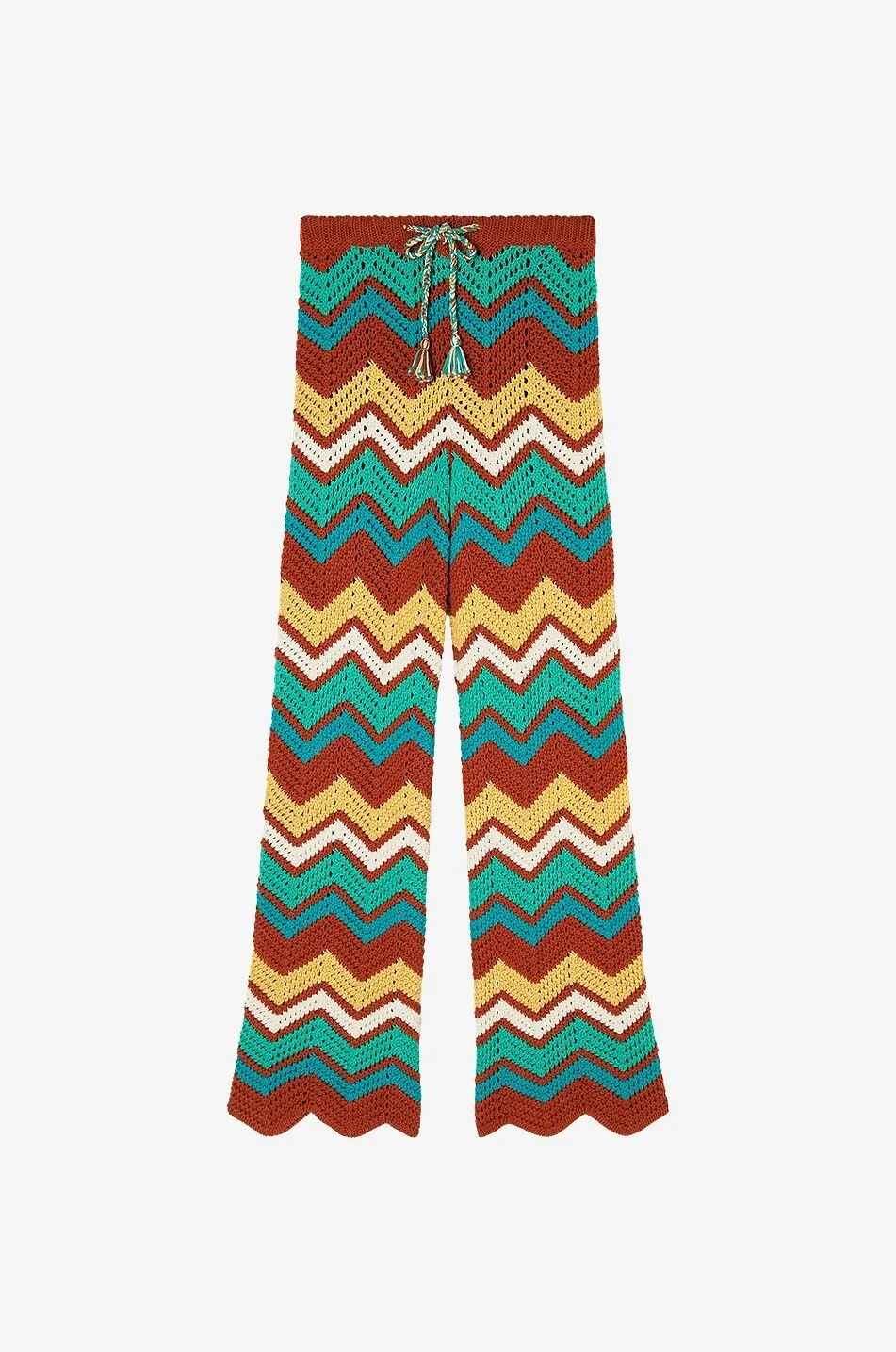 Pantalon large en crochet Kaleidoscopic Chevron