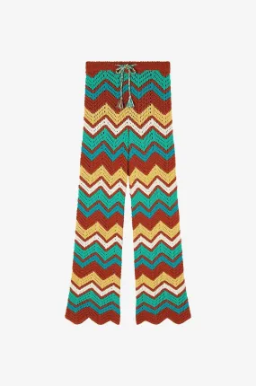 Pantalon large en crochet Kaleidoscopic Chevron