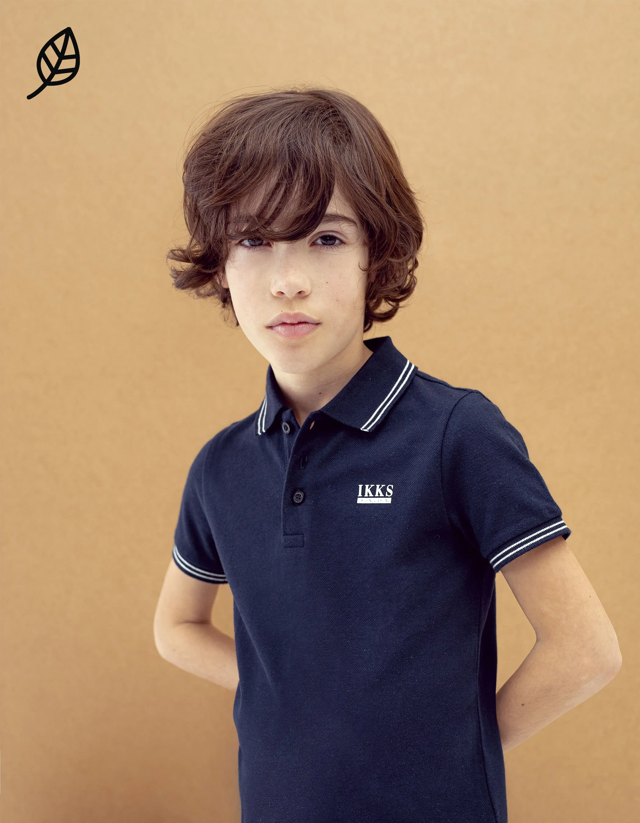 Polo navy en coton bio garçon 