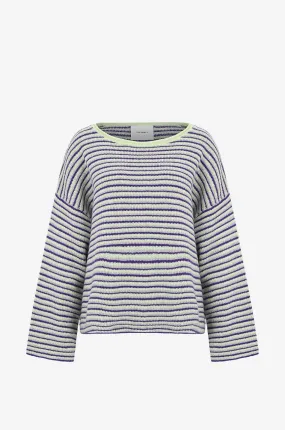 Pull rayé à col bateau en cachemire The Avery Sweater