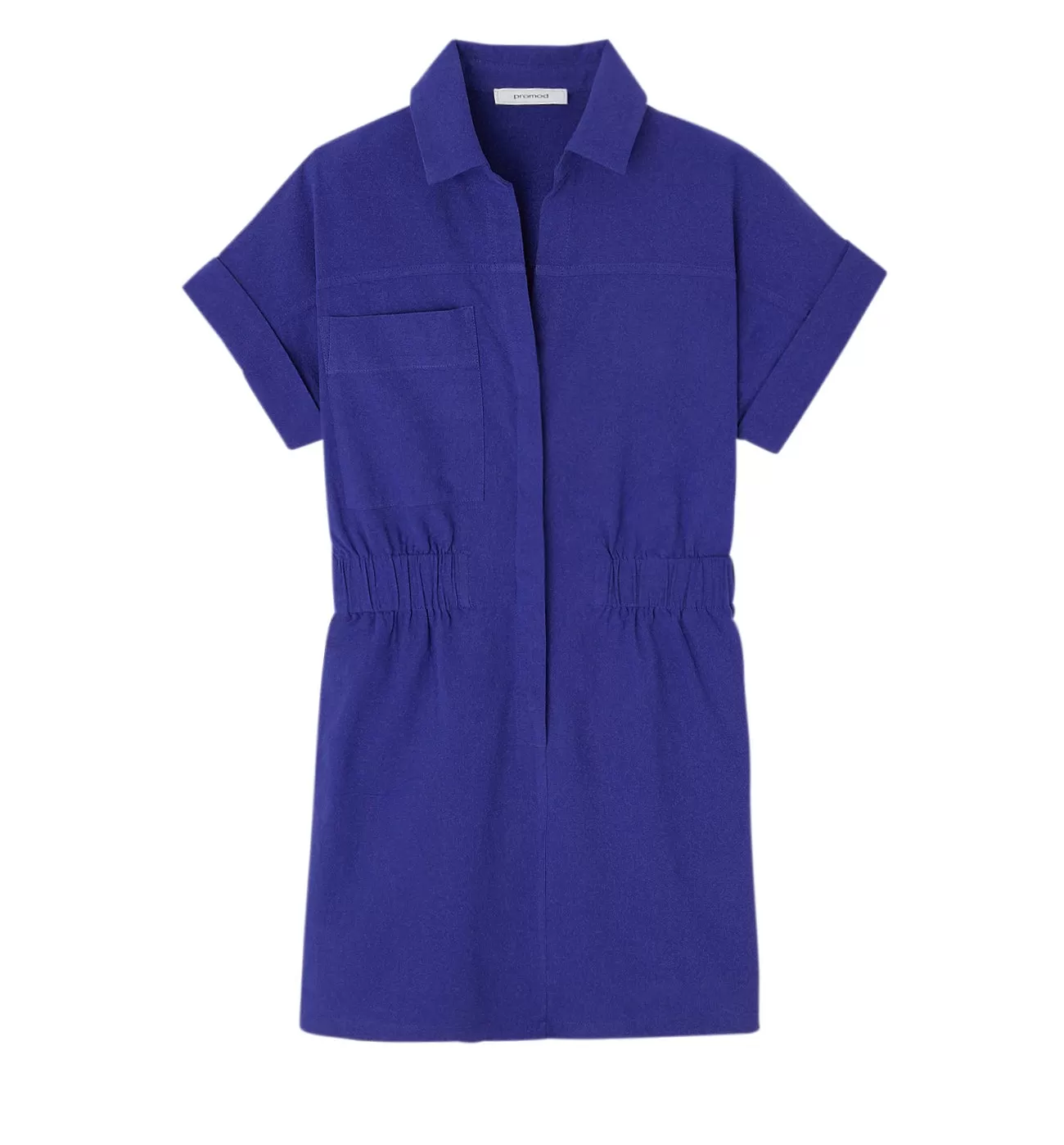 Robe-chemise courte unie - Bleu