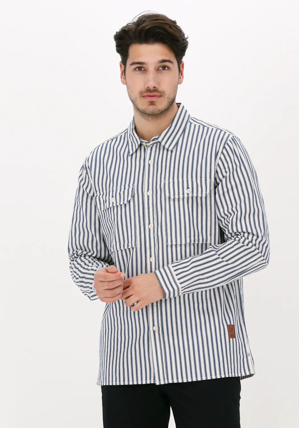 scotch & soda chemise décontracté indigo striped 2-pocket regula bleu foncé