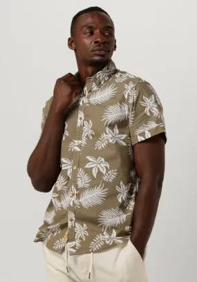 scotch & soda chemise décontracté printed + washed short sleeve poplin shirt kaki