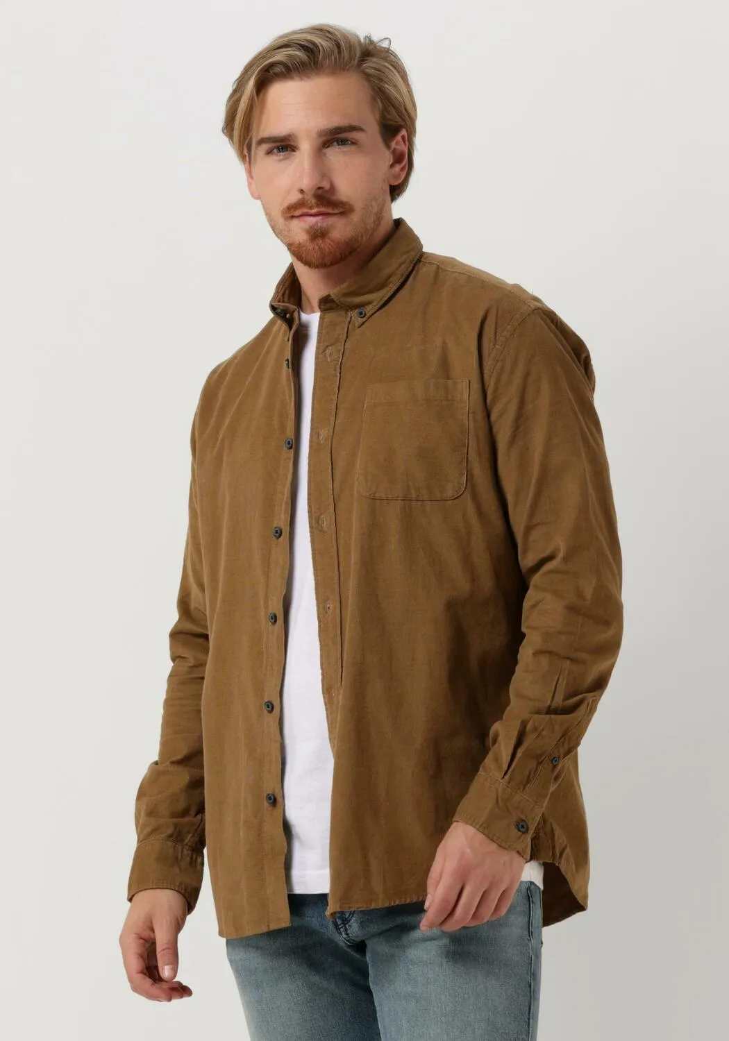 selected homme chemise décontracté slhregrick-cord shirt ls w en beige