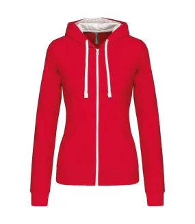 Sweat à capuche contrastée - Femme - K467 - rouge et blanc