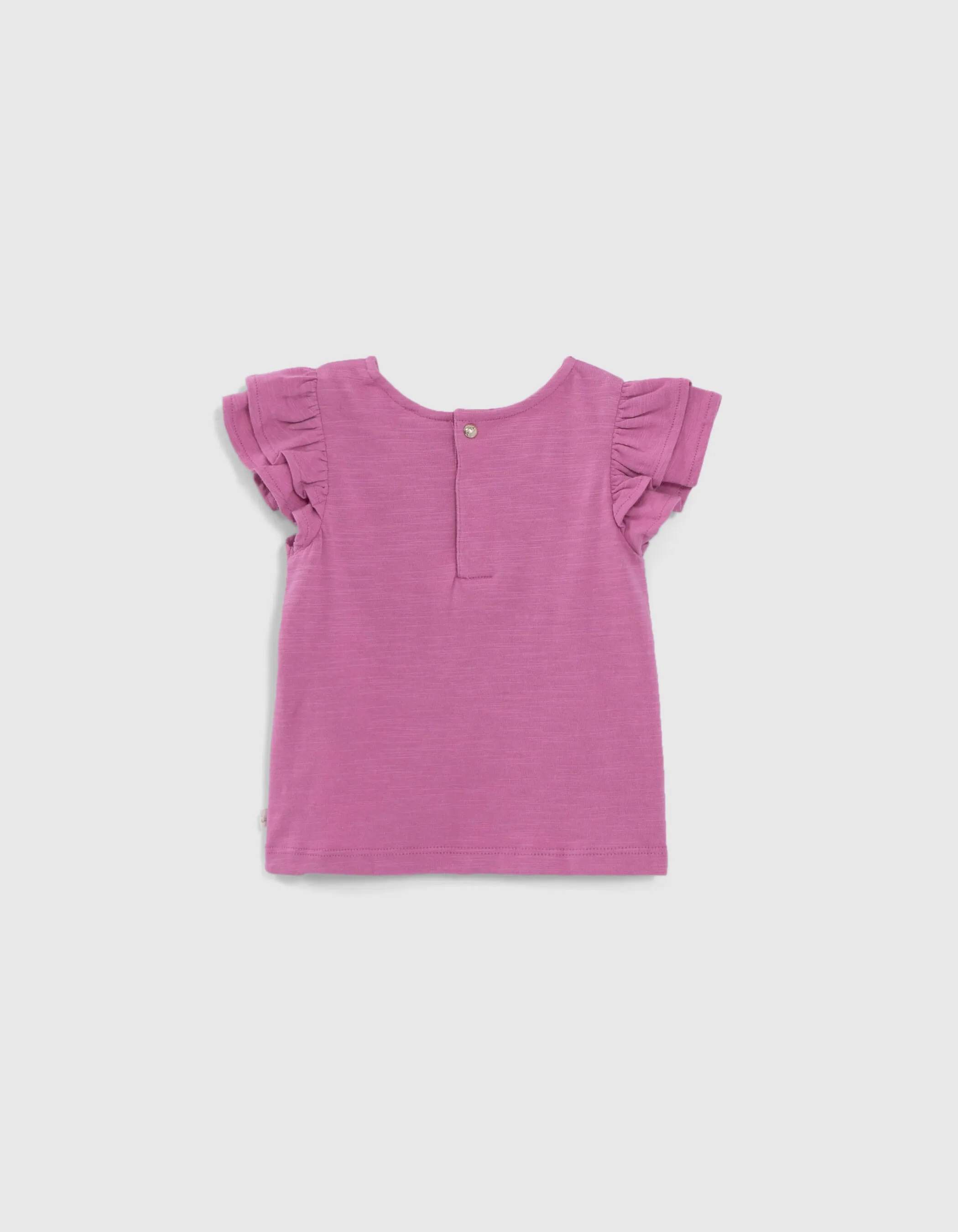 T-shirt mauve coton bio broderies ethniques bébé fille