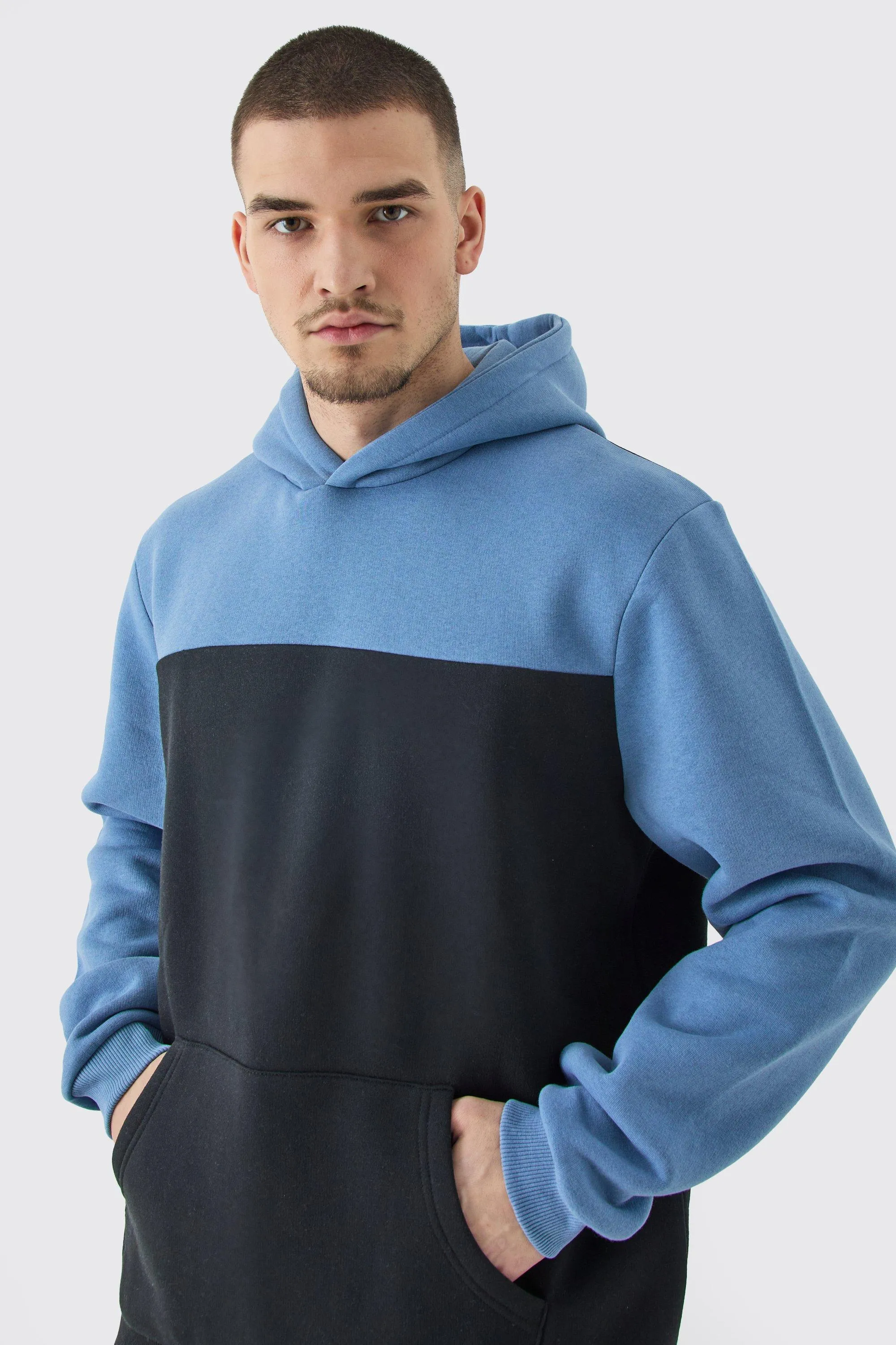 Tall - Sweat à capuche color block en bleu