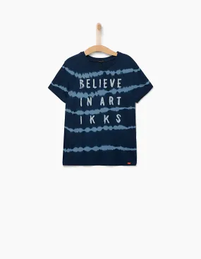 Tee-shirt indigo BELIEVE IN ART garçon