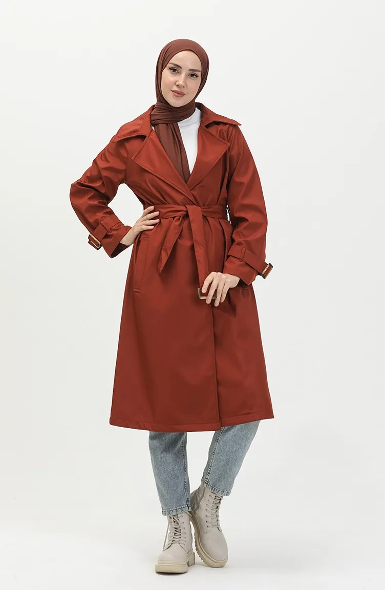 Trench-coat à Ceinture 1108-02 Brique 1108-02