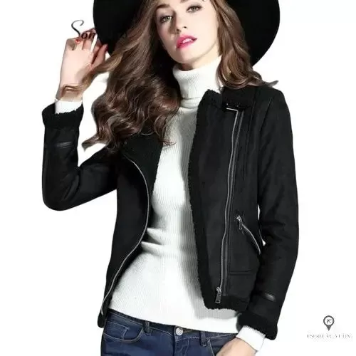 Veste Aviateur Femme Biker Noir