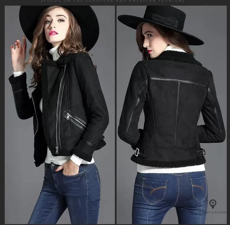 Veste Aviateur Femme Biker Noir