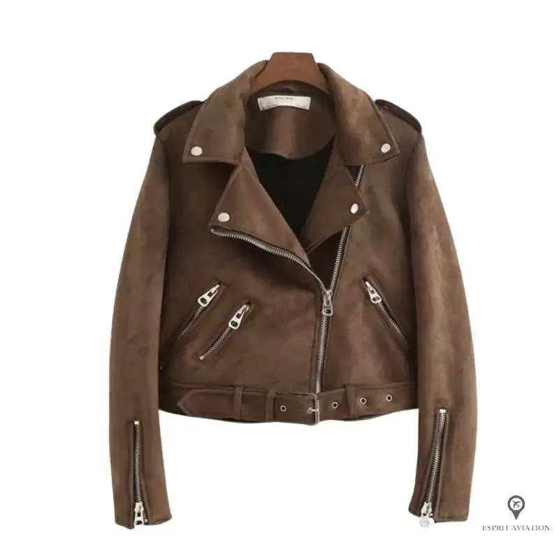 Veste aviateur femme daim marron