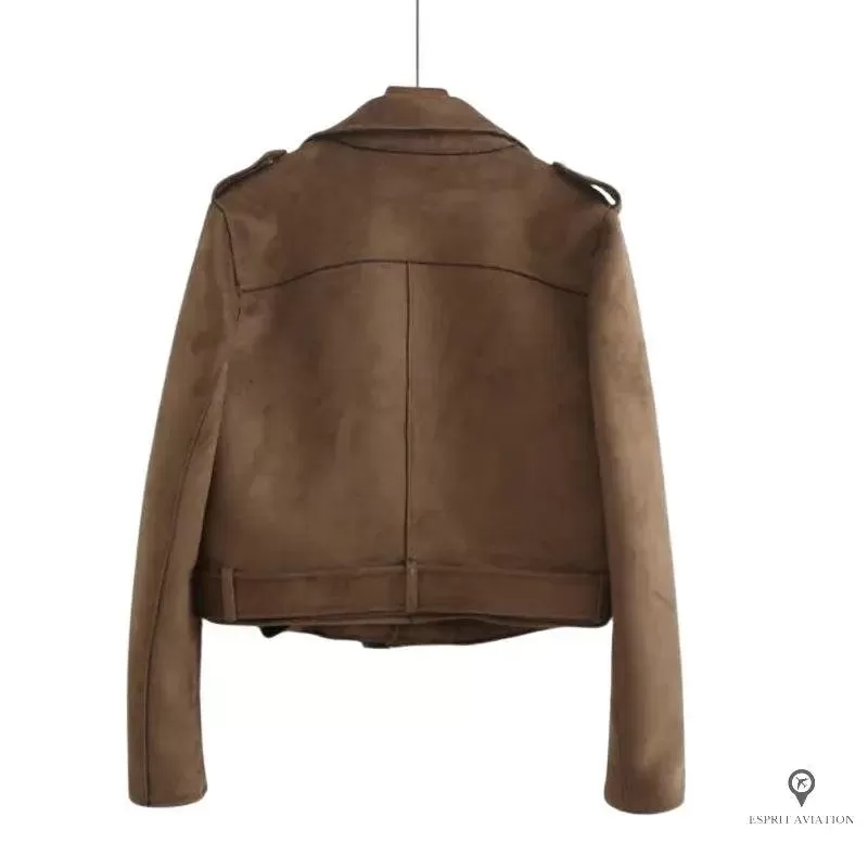 Veste aviateur femme daim marron