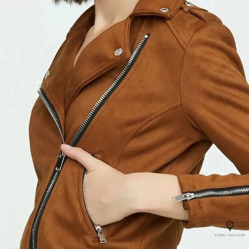 veste aviateur femme marron