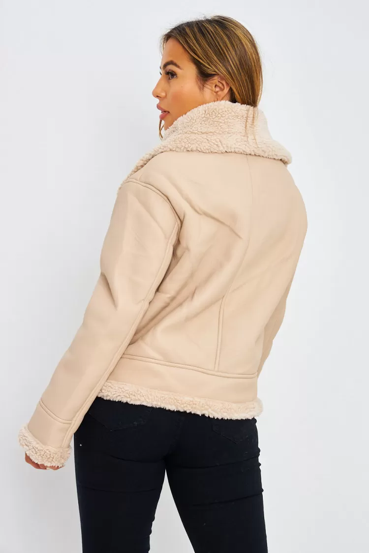 Veste beige aviateur courte