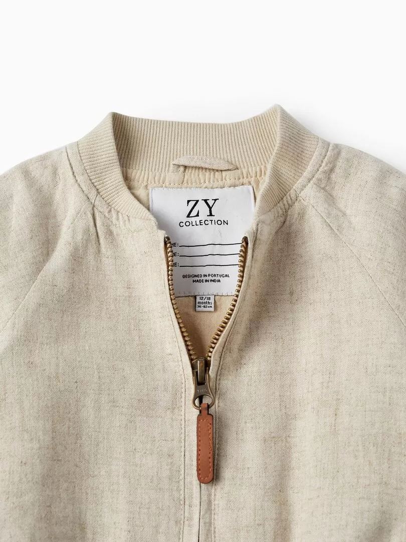 Veste Bomber en Lin pour Bébé Garçon  CÉRÉMONIE - Beige