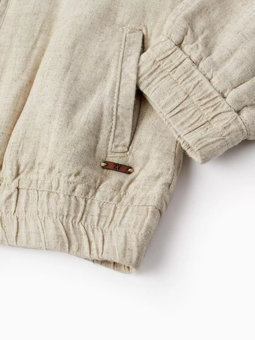 Veste Bomber en Lin pour Bébé Garçon  CÉRÉMONIE - Beige