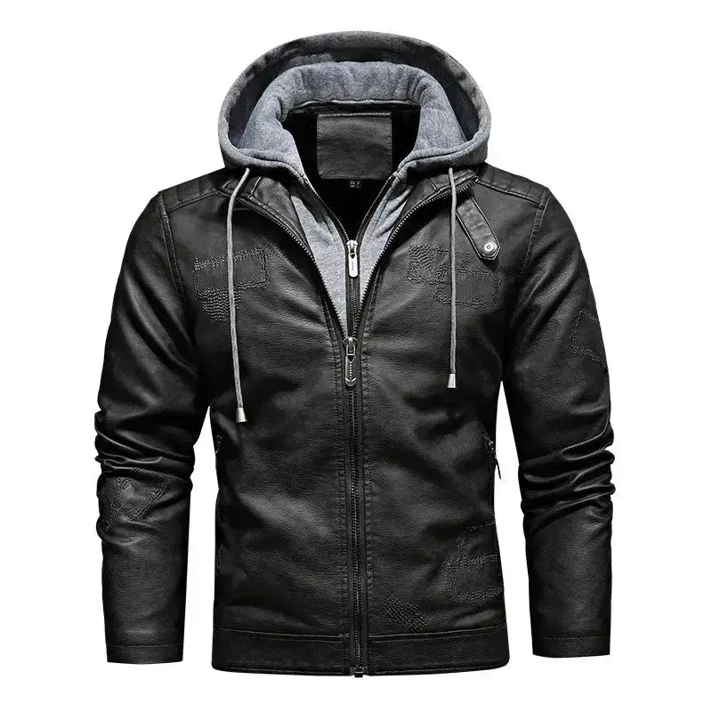 Veste cuir capuche homme - KINGS Noir